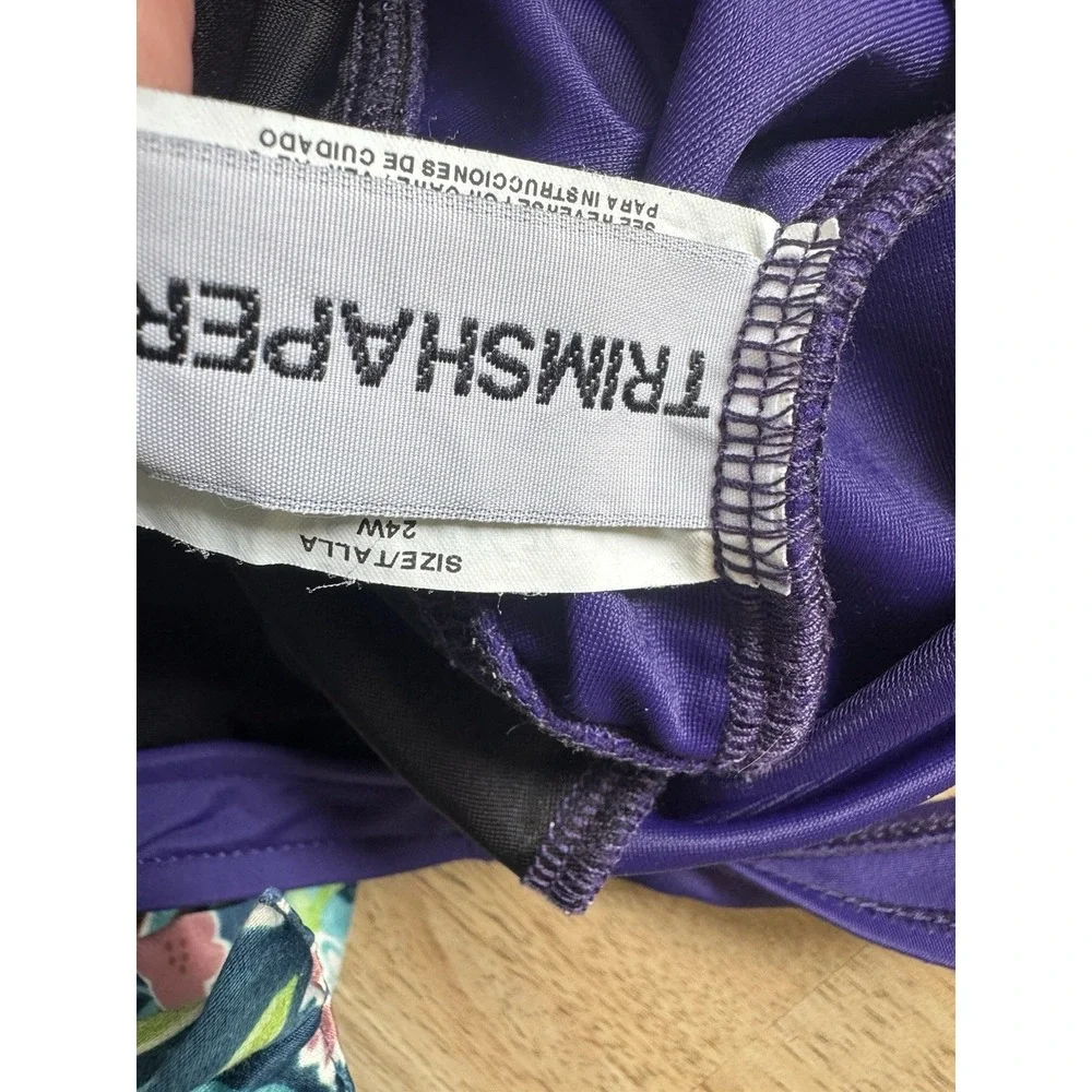 Trimshaper One Piece Bathing Swim Suit Purple 24W New Unworn Sanitized Washed‎